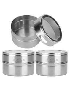 3 Tarros de Especias Magnéticos Acero Inoxidable 6.2cm
