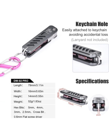 Juego de Herramientas Plegables DW-02 PRO 6 en 1 Allen y Destornillador