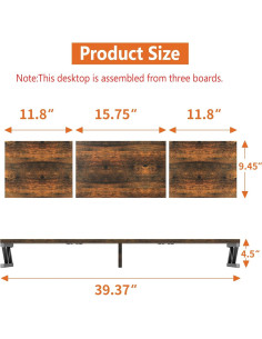 Soporte Doble Monitor ErgoFocus Madera Rústica 99 cm 45 kg 2
