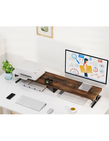 Soporte Doble Monitor ErgoFocus Madera Rústica 99 cm 45 kg