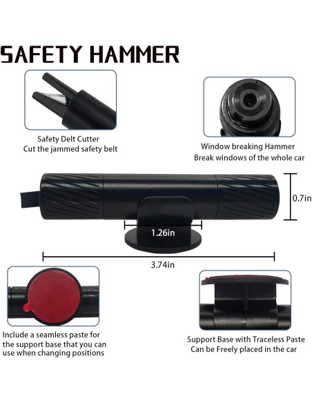 Herramienta de Escape Kereeao 2-en-1 Rompe Ventanas y Cortador
