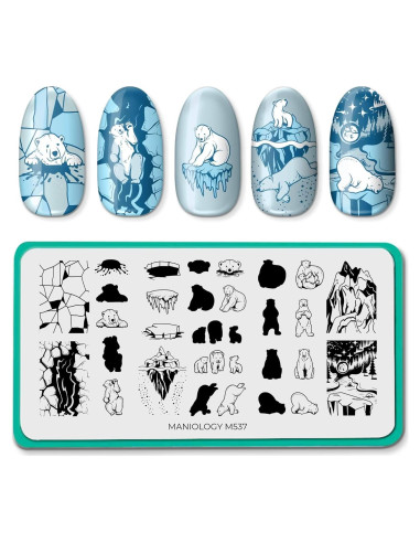 Placa de Estampado de Uñas Maniology Osos Polares 12x6 cm