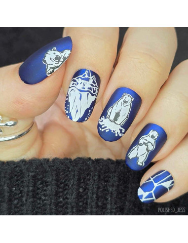 Placa de Estampado de Uñas Maniology Osos Polares 12x6 cm