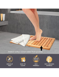 Alfombra de Baño de Bambú Antideslizante 61x46 cm - BEL-FSM 2