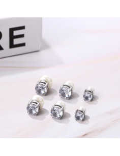 Pendientes Magnéticos Clip On de Perla y CZ - 3 Pares Unisex 2