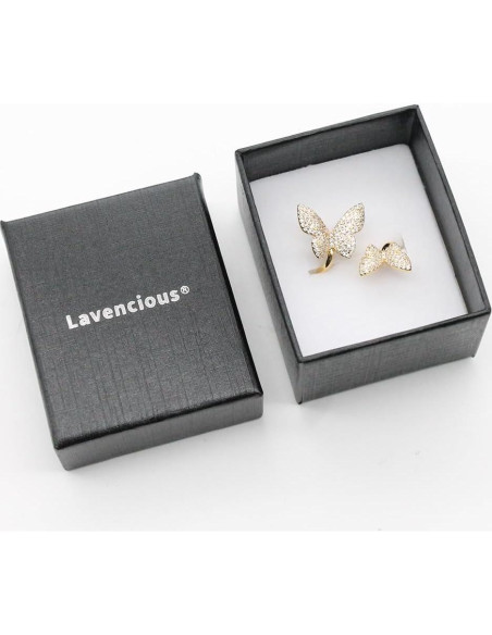 Anillo Ajustable Doble Mariposa Lavencious con Circonitas Oro