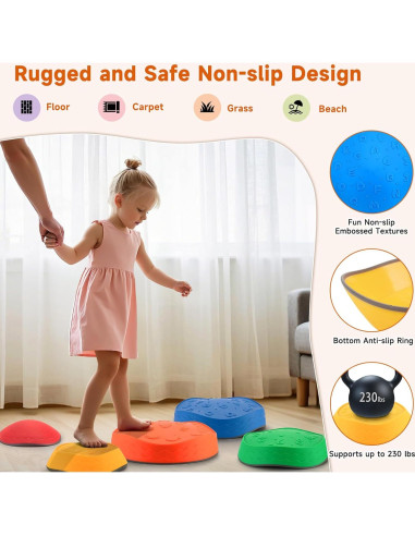 Piedras de Paso Antideslizantes Astrell - 5 Piezas para Niños