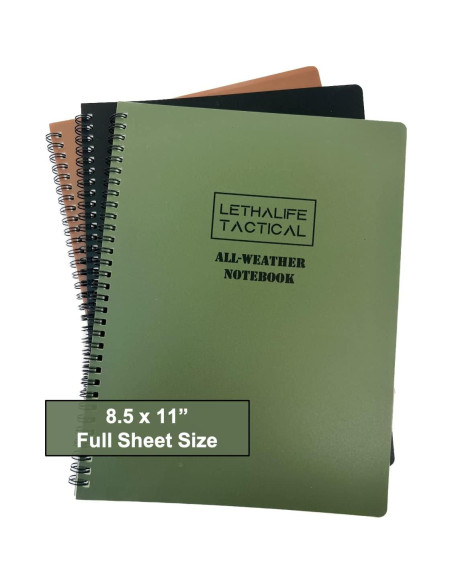 Bloc de Notas Impermeable LETHALIFE 21.6x27.9 cm Marrón Coyote