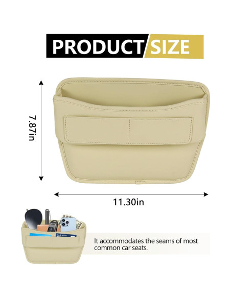 Organizador de Asientos Automotriz Hbxdeco Beige Cuero 4 Compartimentos