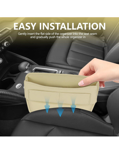 Organizador de Asientos Automotriz Hbxdeco Beige Cuero 4 Compartimentos