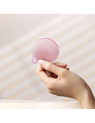 Monedero Redondo de Peluche Suave AdiStylinno - 2 Pcs Rosa y Morado