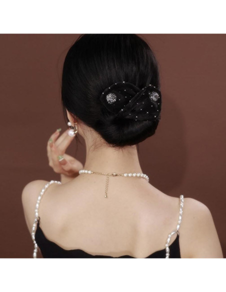 Hacedor de moño de strass QUUPY 34x12 cm Accesorio de cabello