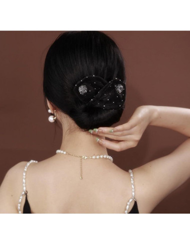 Hacedor de moño de strass QUUPY 34x12 cm Accesorio de cabello