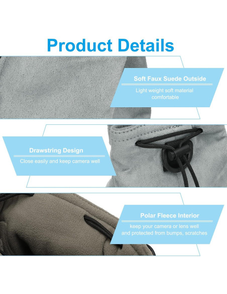 Bolsa de Lentes PATIKIL Gris Tamaño S con Cierre de Cuerda