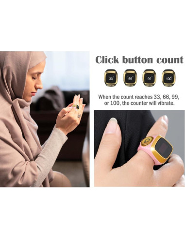 Contador de Anillo Inteligente Anlising Zikr Tasbih Rosa 20mm