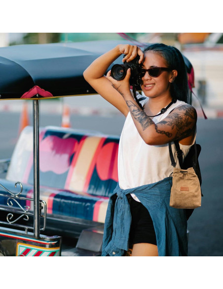 Bolsa de Lentes PATIKIL Gris Tamaño S con Cierre de Cuerda
