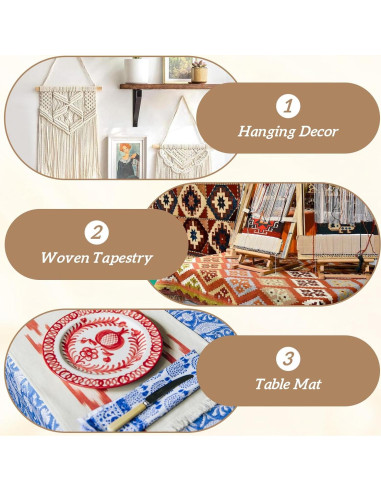 Kit de telar de tejido rectangular 7 piezas Zyghjort madera