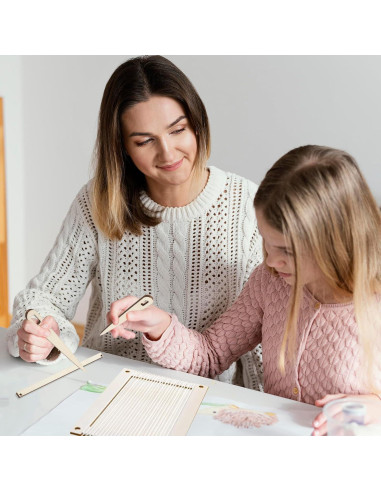 Kit de telar de tejido rectangular 7 piezas Zyghjort madera