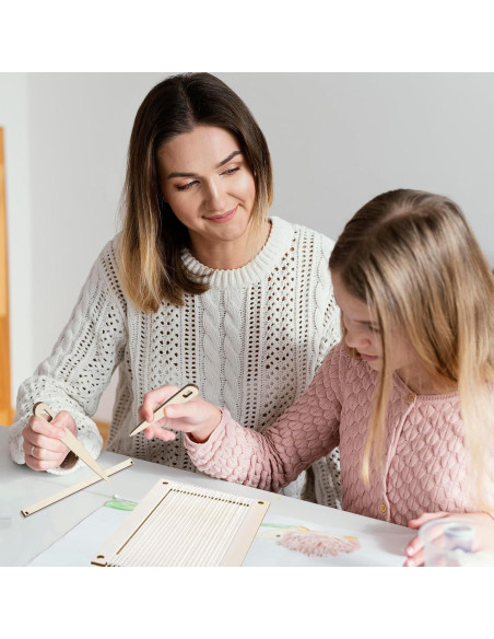 Kit de telar de tejido rectangular 7 piezas Zyghjort madera