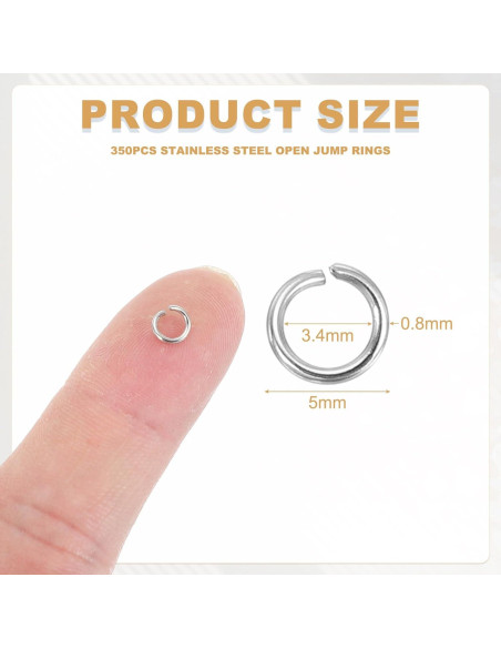 350 Anillas Abiertas Acero Inoxidable uxcell 5mm 0.8mm Grosor