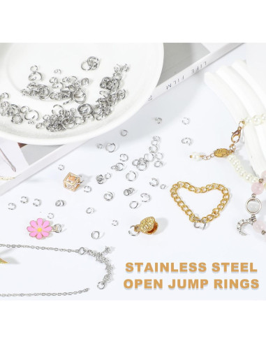 350 Anillas Abiertas Acero Inoxidable uxcell 5mm 0.8mm Grosor