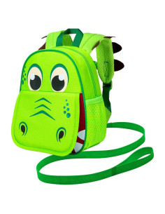 Mochila Infantil AGSDON con Correa de Seguridad Dinosaurio Verde