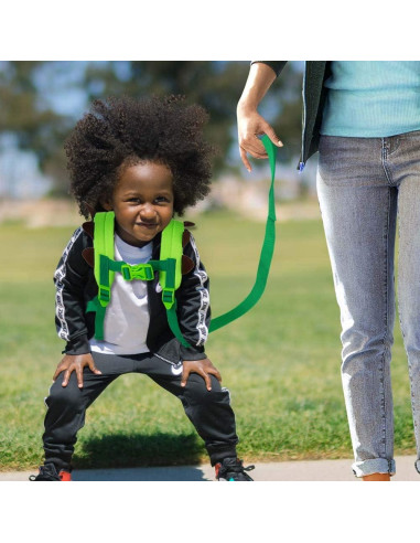 Mochila Infantil AGSDON con Correa de Seguridad Dinosaurio Verde