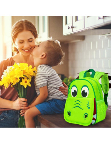 Mochila Infantil AGSDON con Correa de Seguridad Dinosaurio Verde