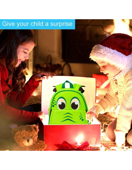 Mochila Infantil AGSDON con Correa de Seguridad Dinosaurio Verde