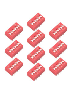 Interruptor DIP Fielect 10pcs 6 Posiciones 2.54mm Rojo