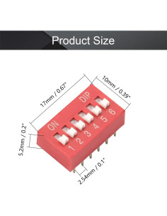 Interruptor DIP Fielect 10pcs 6 Posiciones 2.54mm Rojo 2