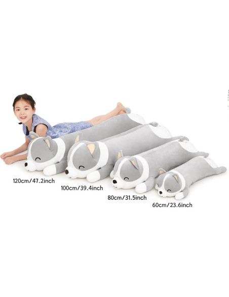 Cojín de Cuerpo Shiba Inu Yeqivo 60cm Suave Peluche Gris Cojín de Cuerpo Shiba Inu Yeqivo 60cm Suave Peluche Gris