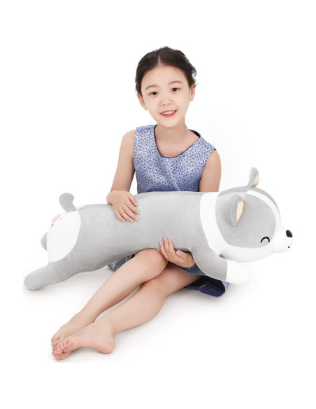 Cojín de Cuerpo Shiba Inu Yeqivo 60cm Suave Peluche Gris Cojín de Cuerpo Shiba Inu Yeqivo 60cm Suave Peluche Gris