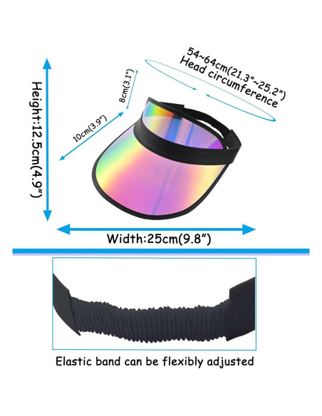 Paquete de 5 Gorras Visera Coloridas para Mujeres - Ajustables