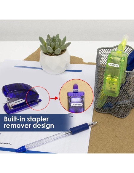 Grapadora Mini BAZIC con 500 Grapas Estándar y Removedor