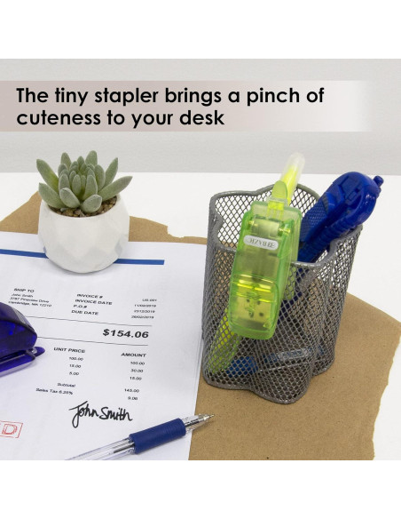 Grapadora Mini BAZIC con 500 Grapas Estándar y Removedor