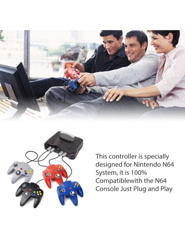 Paquete de 2 Controladores N64 con Cable Neuroquill - Azul y Rojo