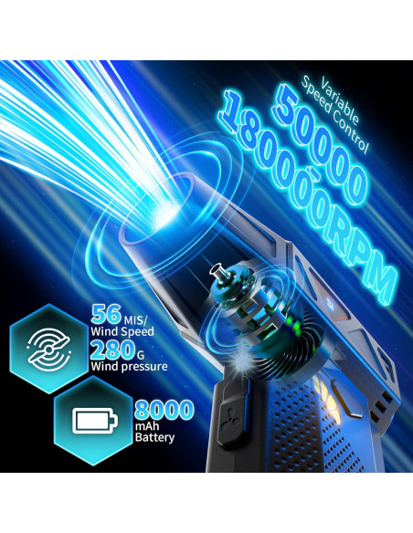 Soplador de Aire Comprimido HOOMESUN P1 Recargable 180,000 RPM