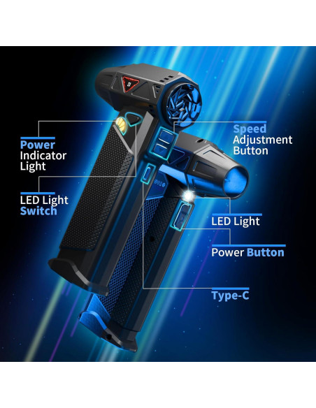 Soplador de Aire Comprimido HOOMESUN P1 Recargable 180,000 RPM