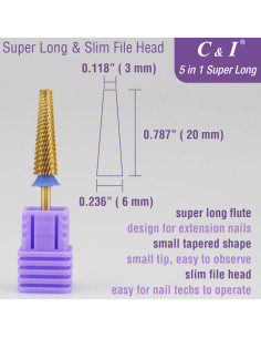 Broca de Lima 5 en 1 C&I Profesional para Uñas - Tamaño Medio 2