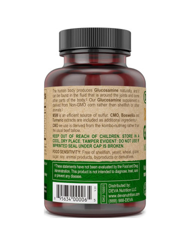 Glucosamina Vegana DEVA 90 Tabletas con MSM y CMO