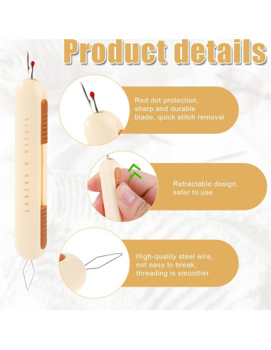 2 Piezas Enhebrador de Agujas y Descosedor NQEUEPN Amarillo