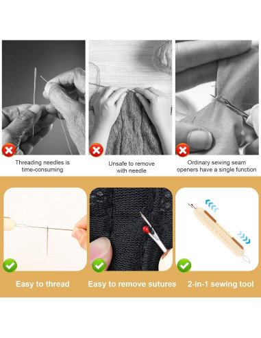 2 Piezas Enhebrador de Agujas y Descosedor NQEUEPN Amarillo