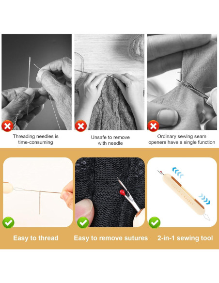 2 Piezas Enhebrador de Agujas y Descosedor NQEUEPN Amarillo