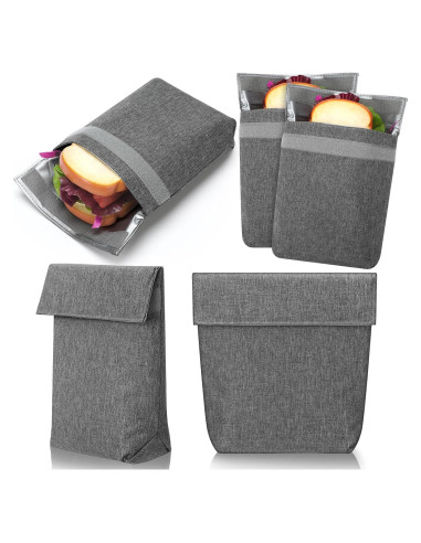 Set de 3 Bolsas de Almuerzo Reutilizables Qinyoung Gris Claro