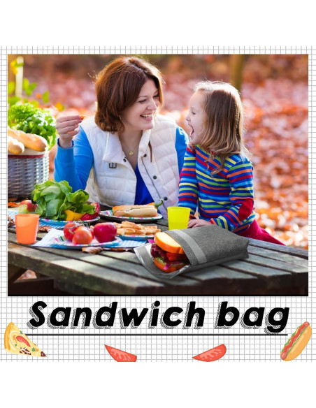 Set de 3 Bolsas de Almuerzo Reutilizables Qinyoung Gris Claro