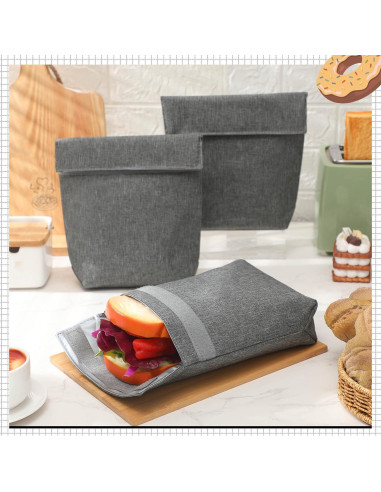 Set de 3 Bolsas de Almuerzo Reutilizables Qinyoung Gris Claro