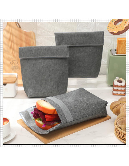 Set de 3 Bolsas de Almuerzo Reutilizables Qinyoung Gris Claro