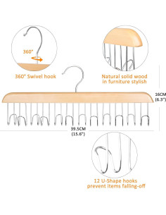 Perchas de Cinturón de Madera ManGotree - Organizador 12 Ganchos 2