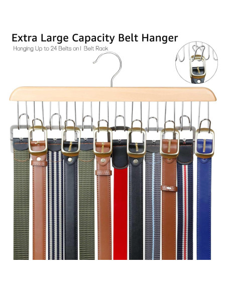 Perchas de Cinturón de Madera ManGotree - Organizador 12 Ganchos